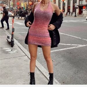 Knit Halter Pink/Purple Mini Dress